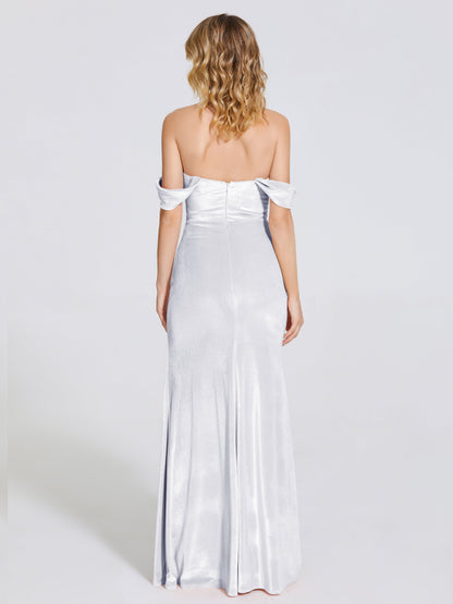 Cicinia Off Shoulder Trumpet Velvet Bridesmaid Dress