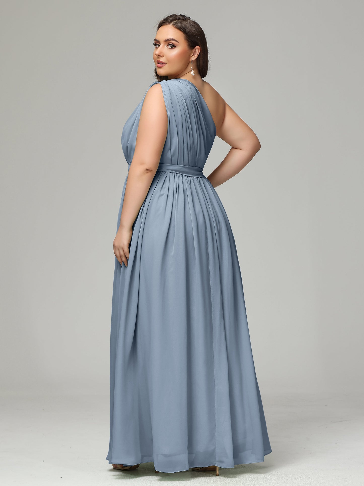 One-shoulder Plus Size Chiffon Bridesmaid Dresses