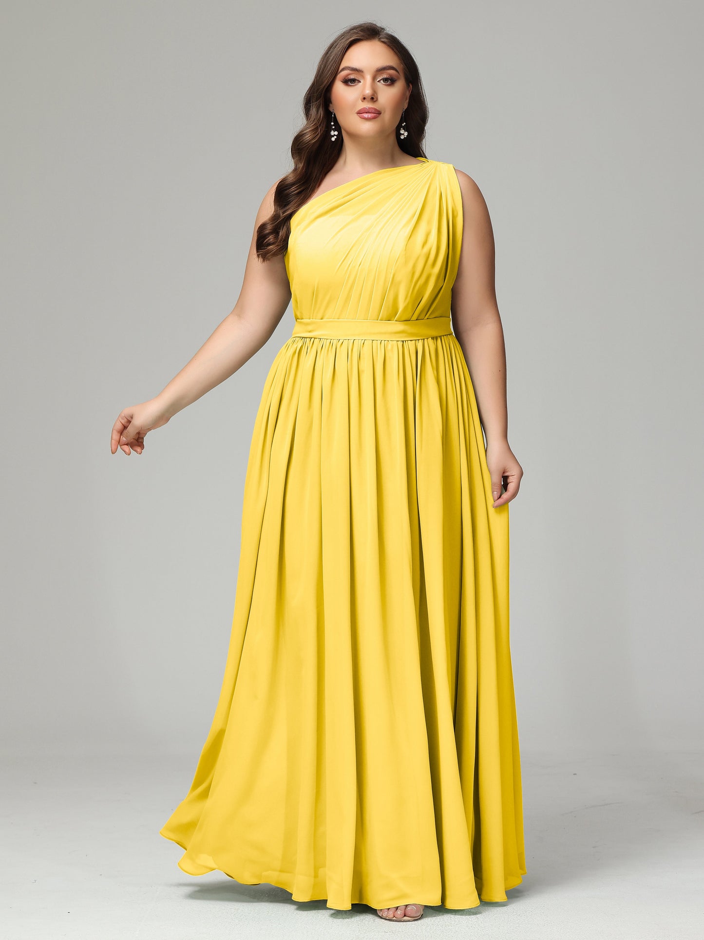 One-shoulder Plus Size Chiffon Bridesmaid Dresses