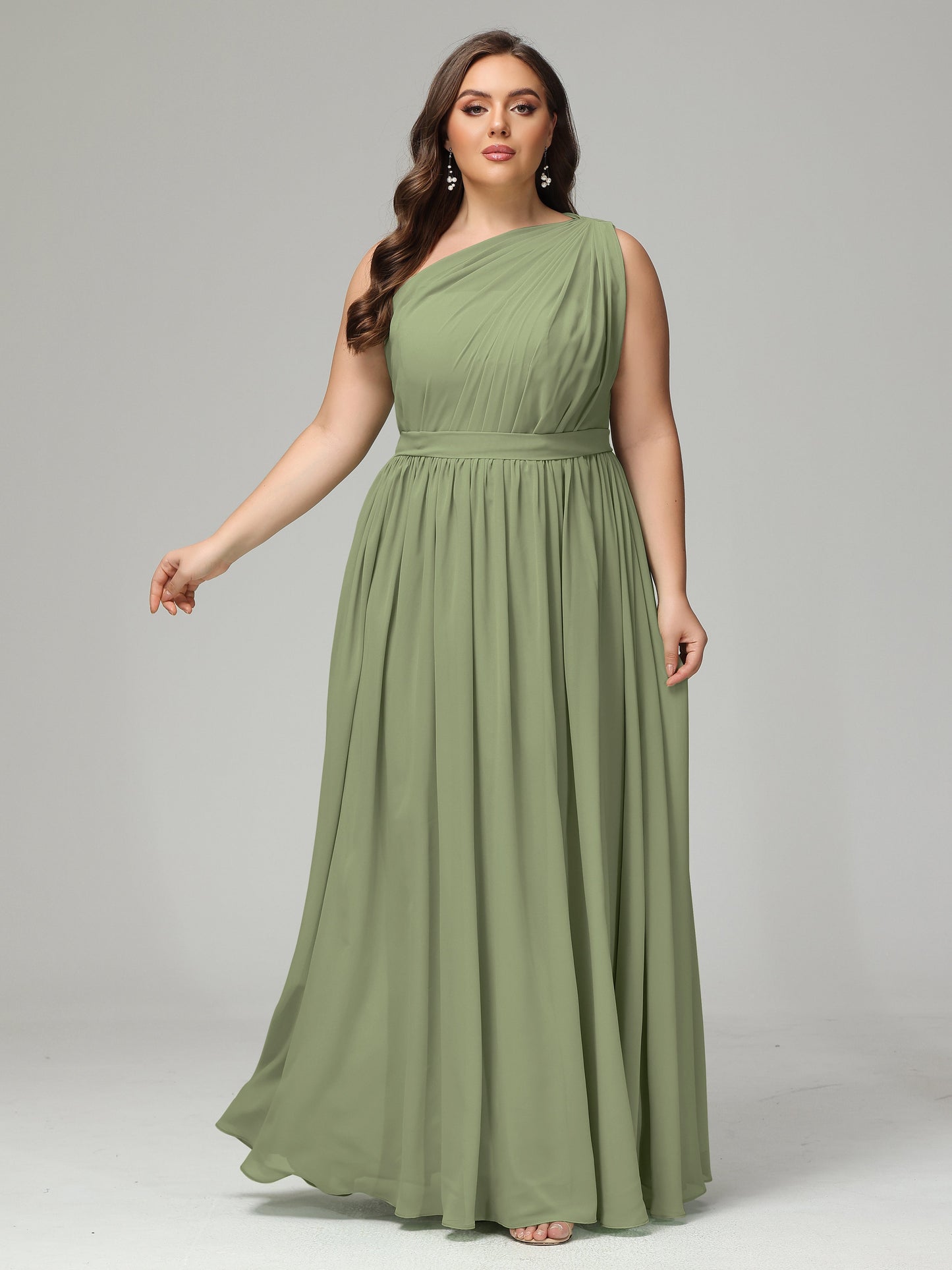 One-shoulder Plus Size Chiffon Bridesmaid Dresses