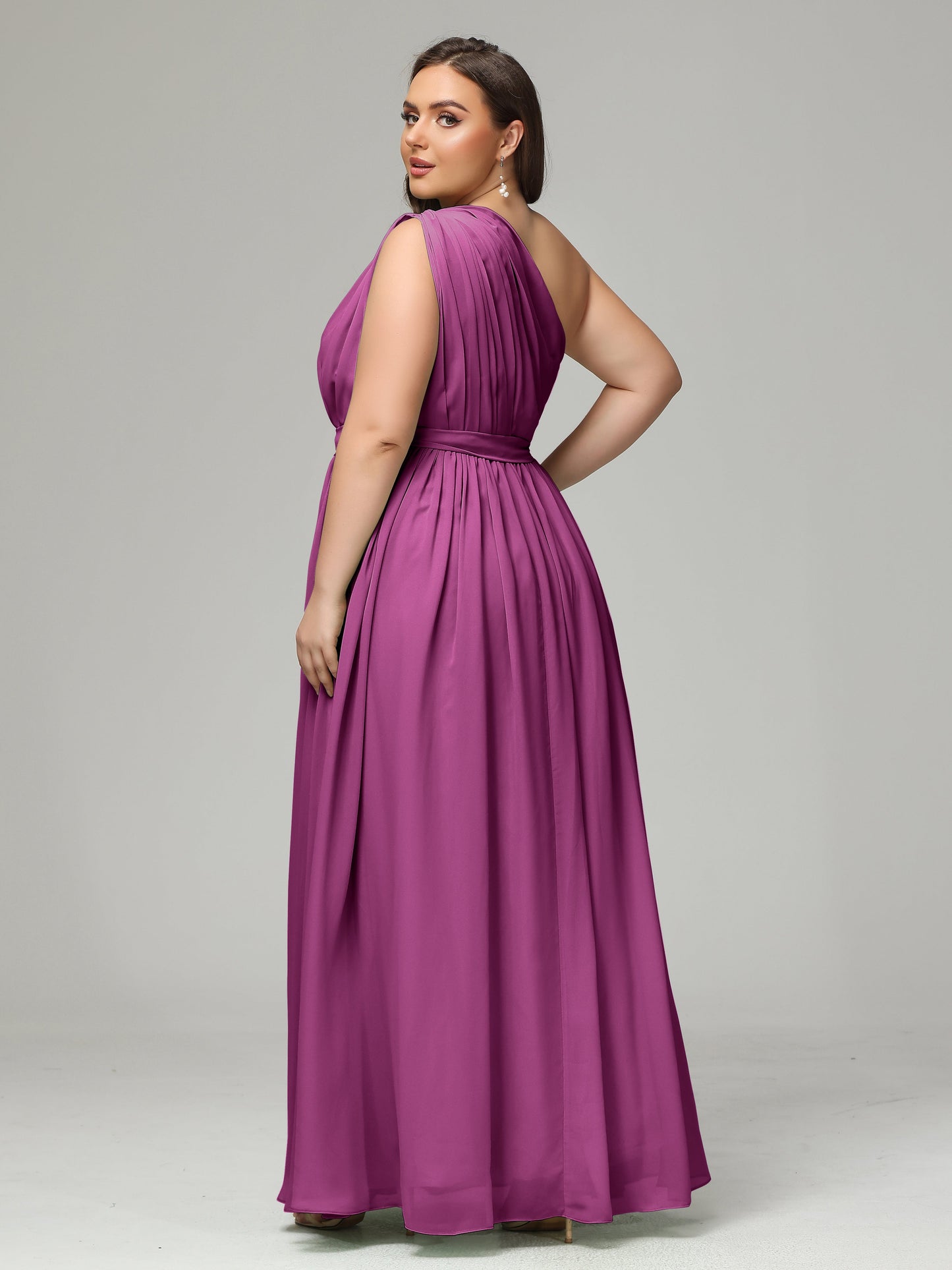 One-shoulder Plus Size Chiffon Bridesmaid Dresses