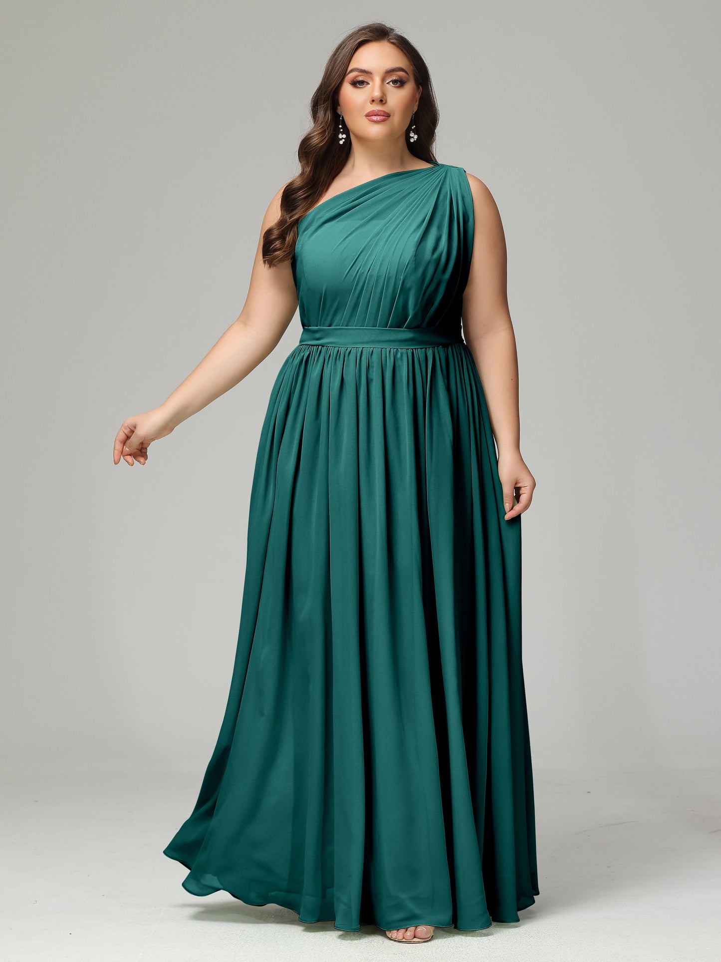 One-shoulder Plus Size Chiffon Bridesmaid Dresses