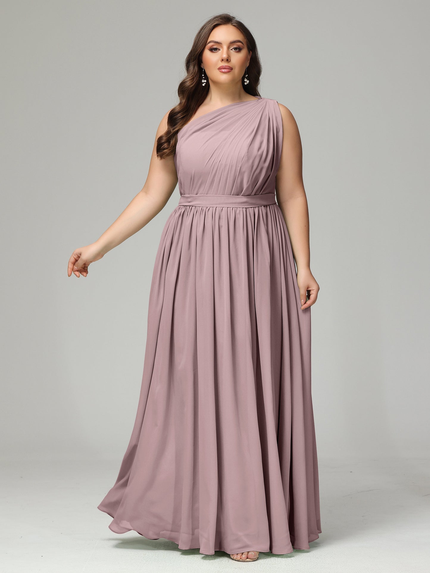 One-shoulder Plus Size Chiffon Bridesmaid Dresses