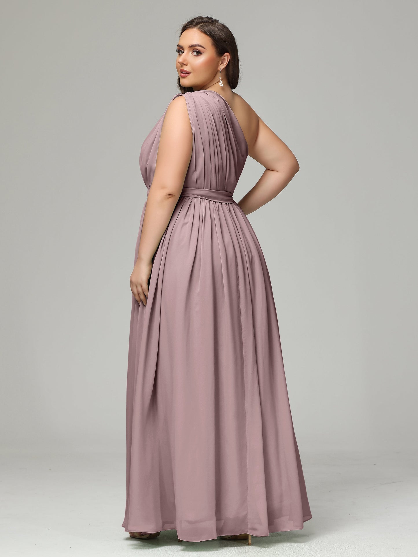One-shoulder Plus Size Chiffon Bridesmaid Dresses