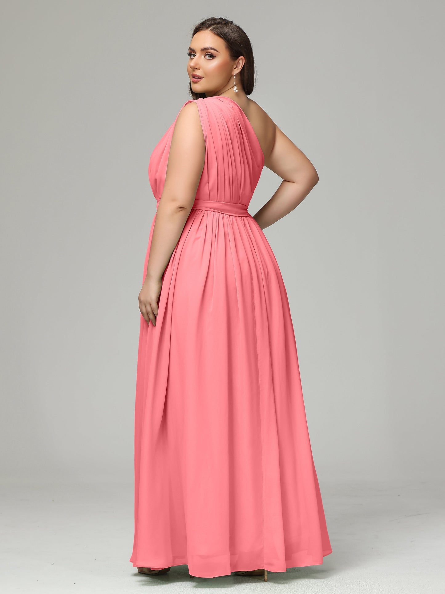 One-shoulder Plus Size Chiffon Bridesmaid Dresses