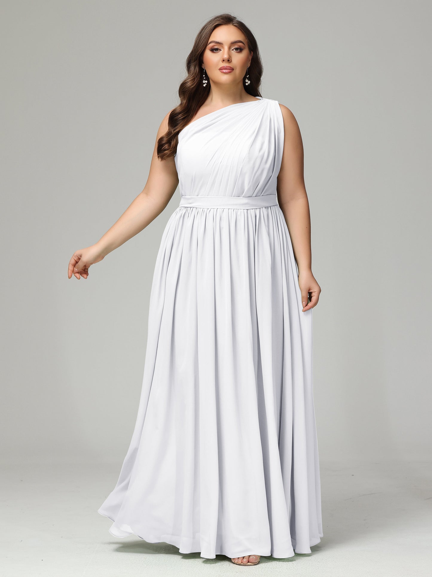 One-shoulder Plus Size Chiffon Bridesmaid Dresses