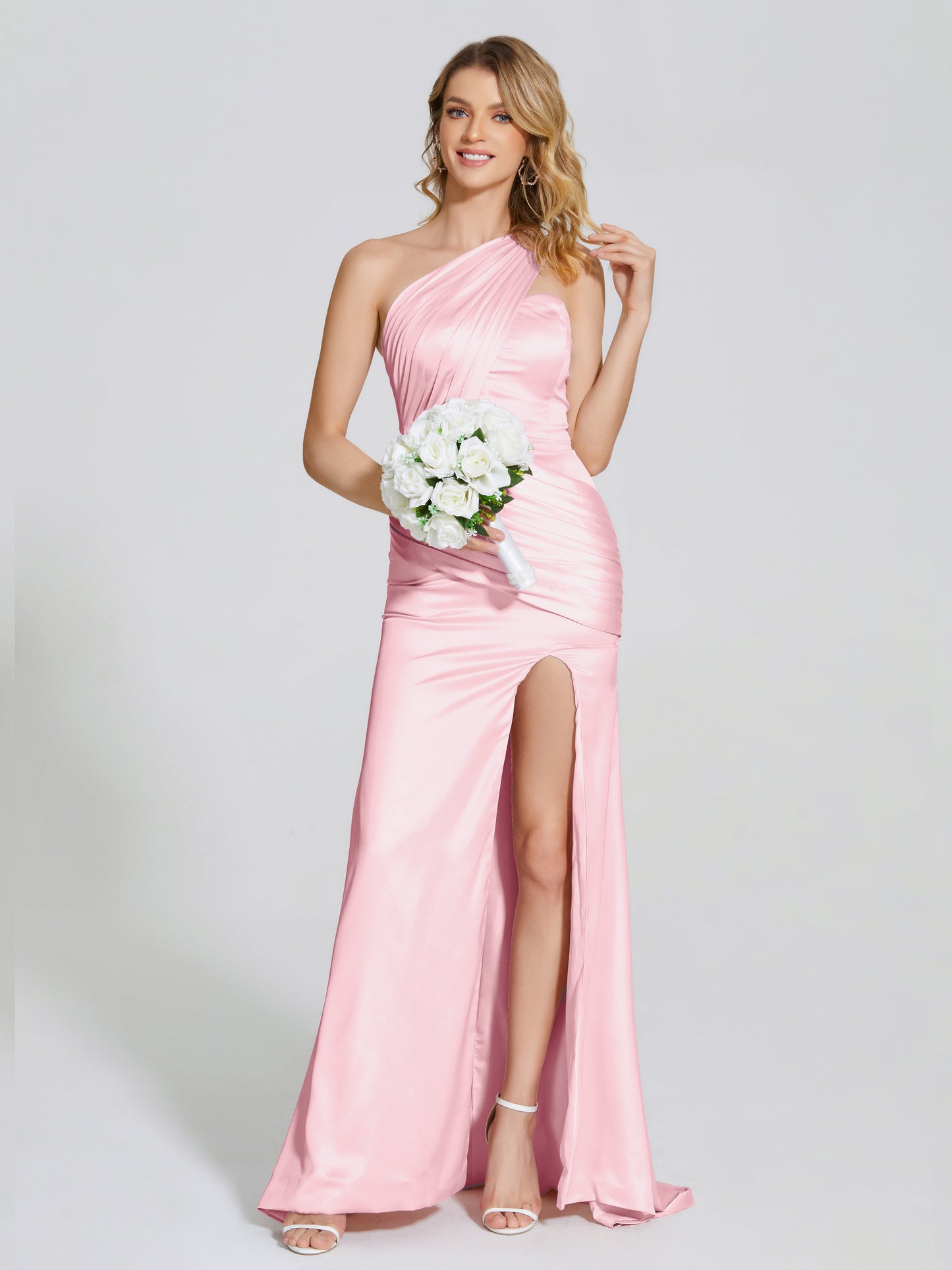 Jayla One-Shoulder Trumpet Soft Satin Bridesmaid Dress
