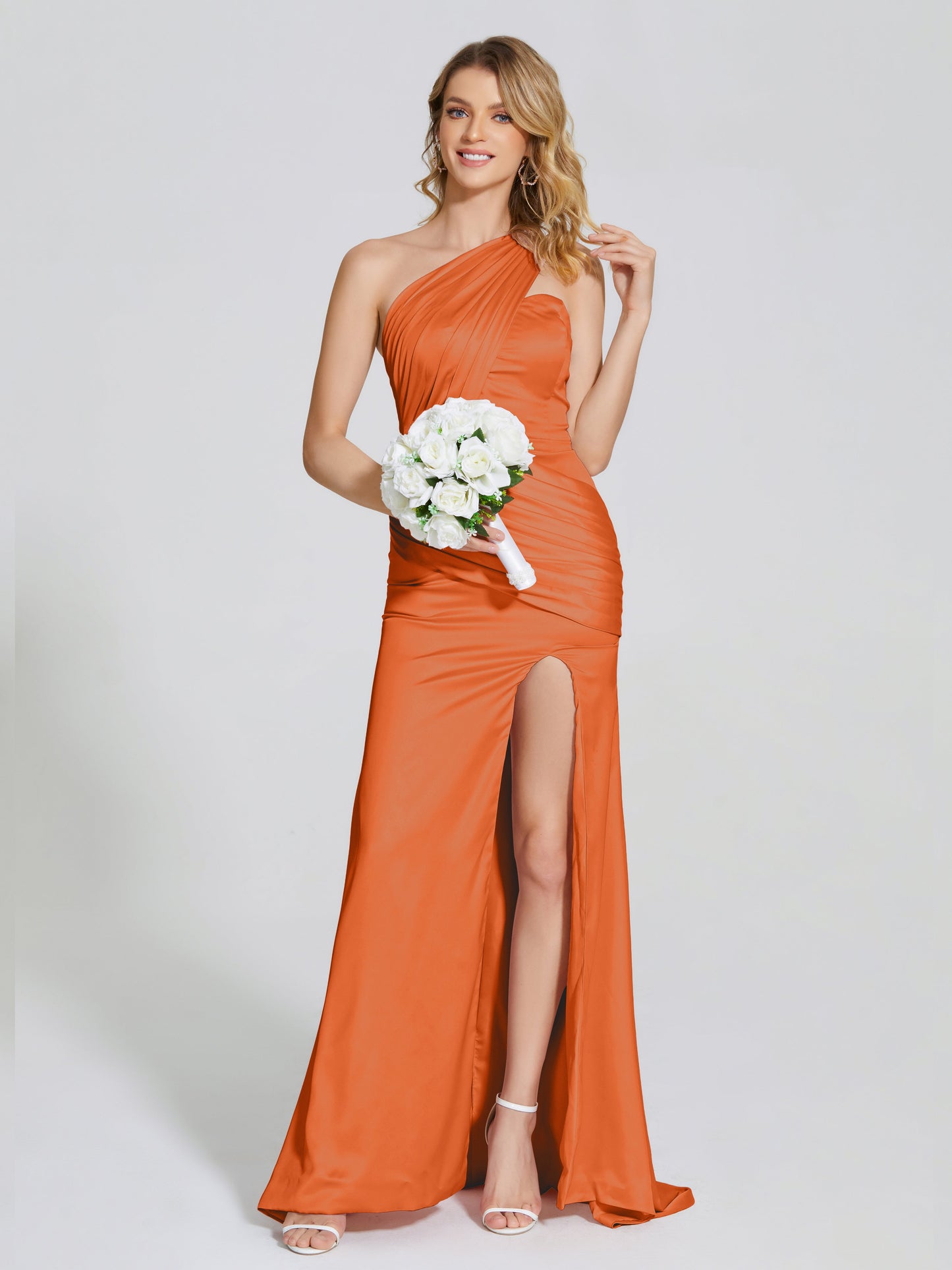 Jayla One-Shoulder Trumpet Soft Satin Bridesmaid Dress