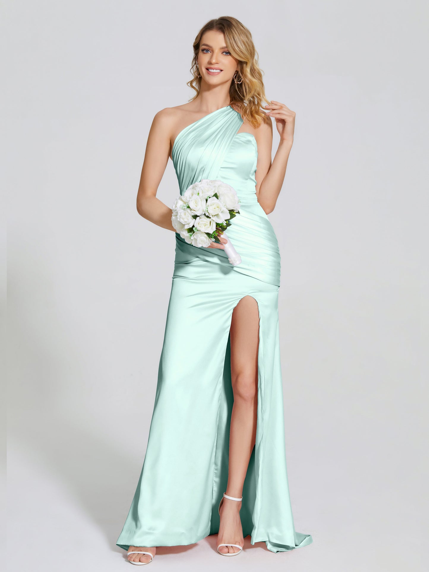 Jayla One-Shoulder Trumpet Soft Satin Bridesmaid Dress