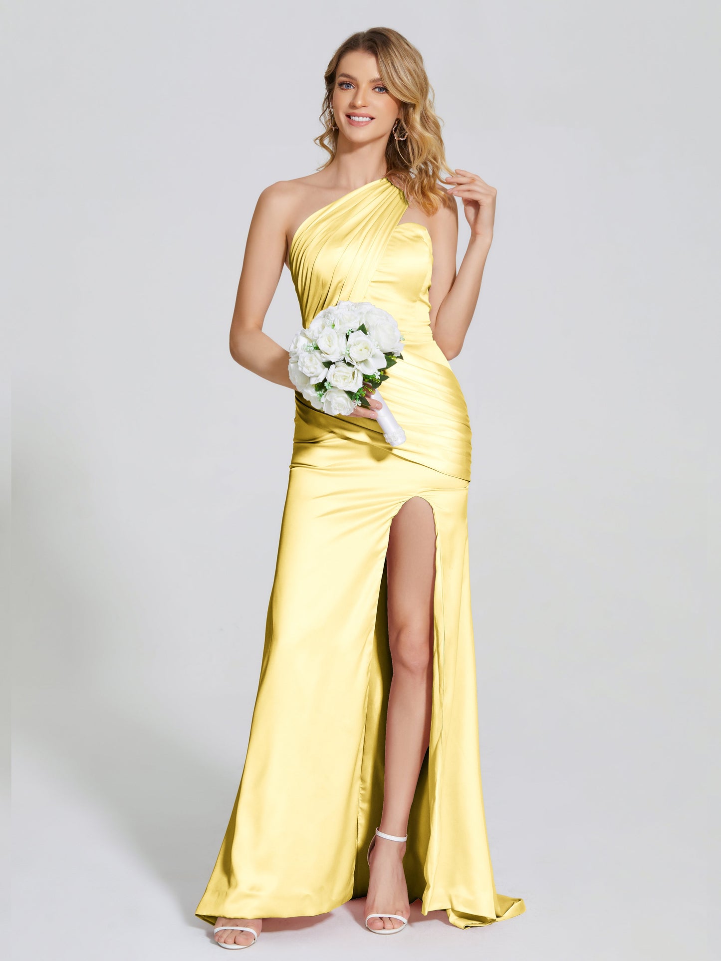 Jayla One-Shoulder Trumpet Soft Satin Bridesmaid Dress