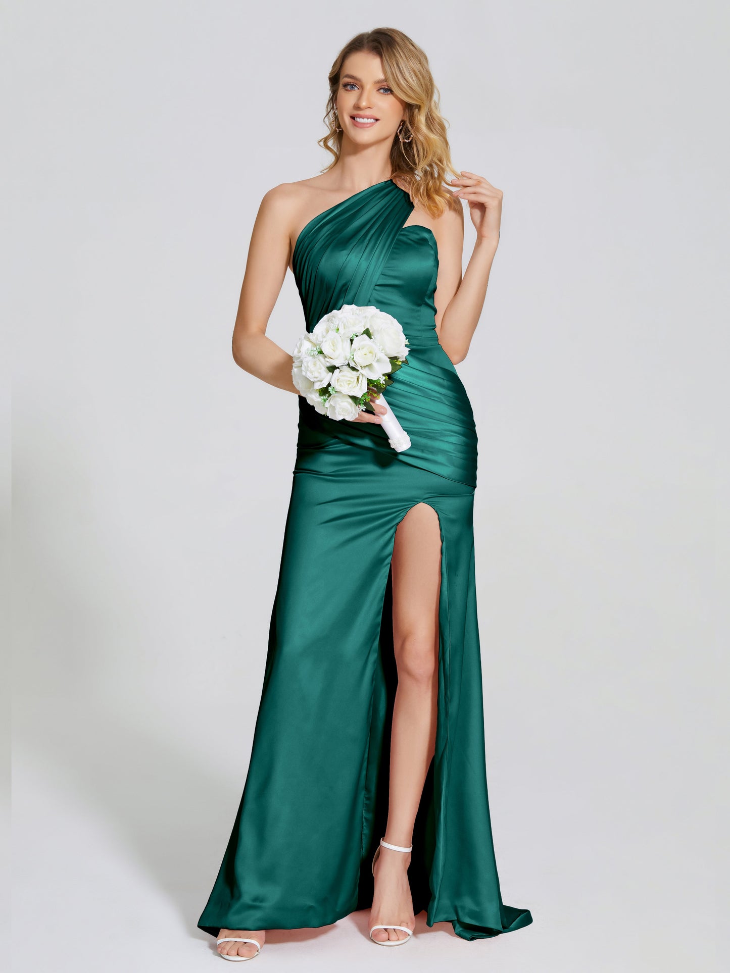 Jayla One-Shoulder Trumpet Soft Satin Bridesmaid Dress