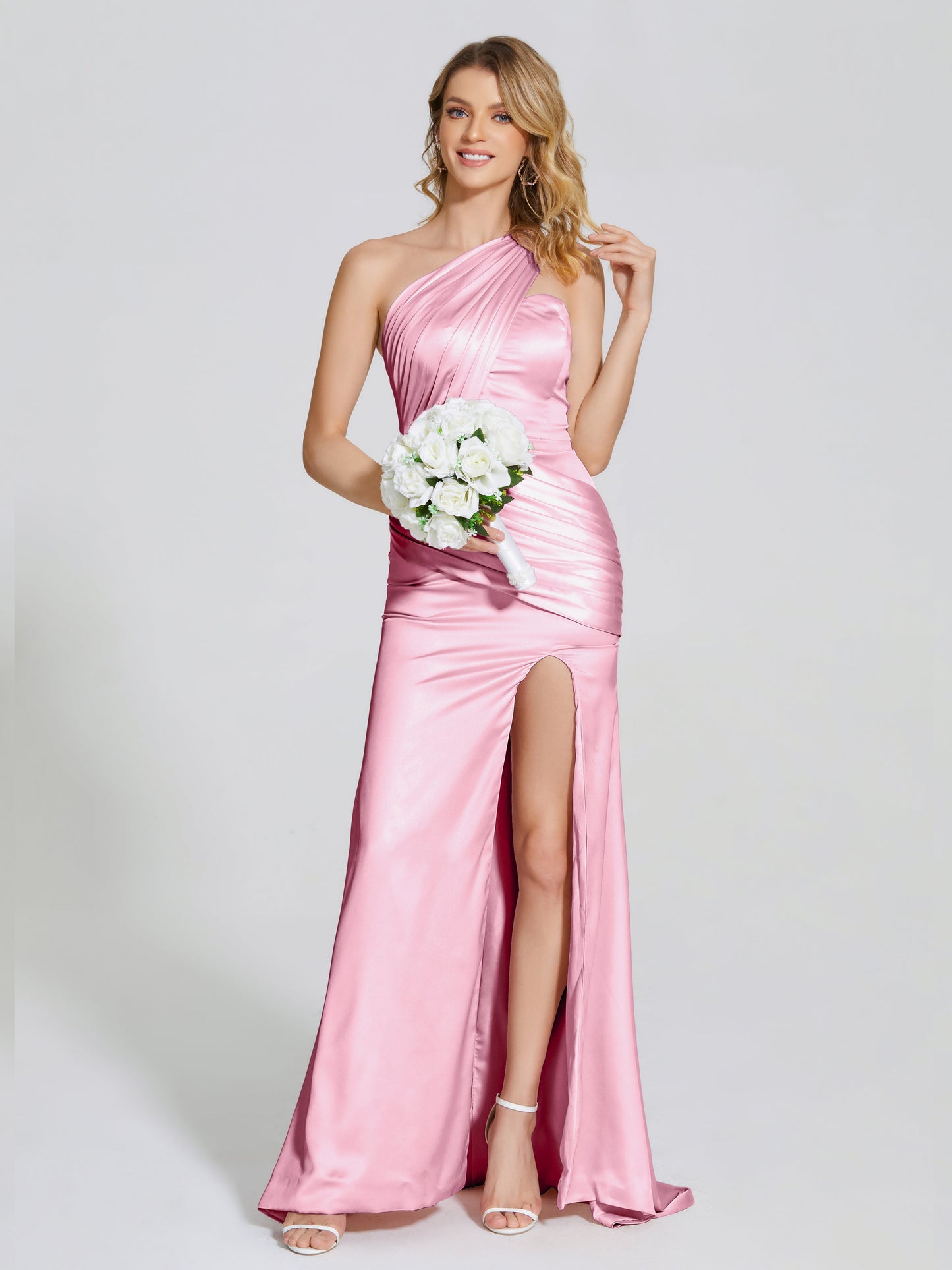 Jayla One-Shoulder Trumpet Soft Satin Bridesmaid Dress