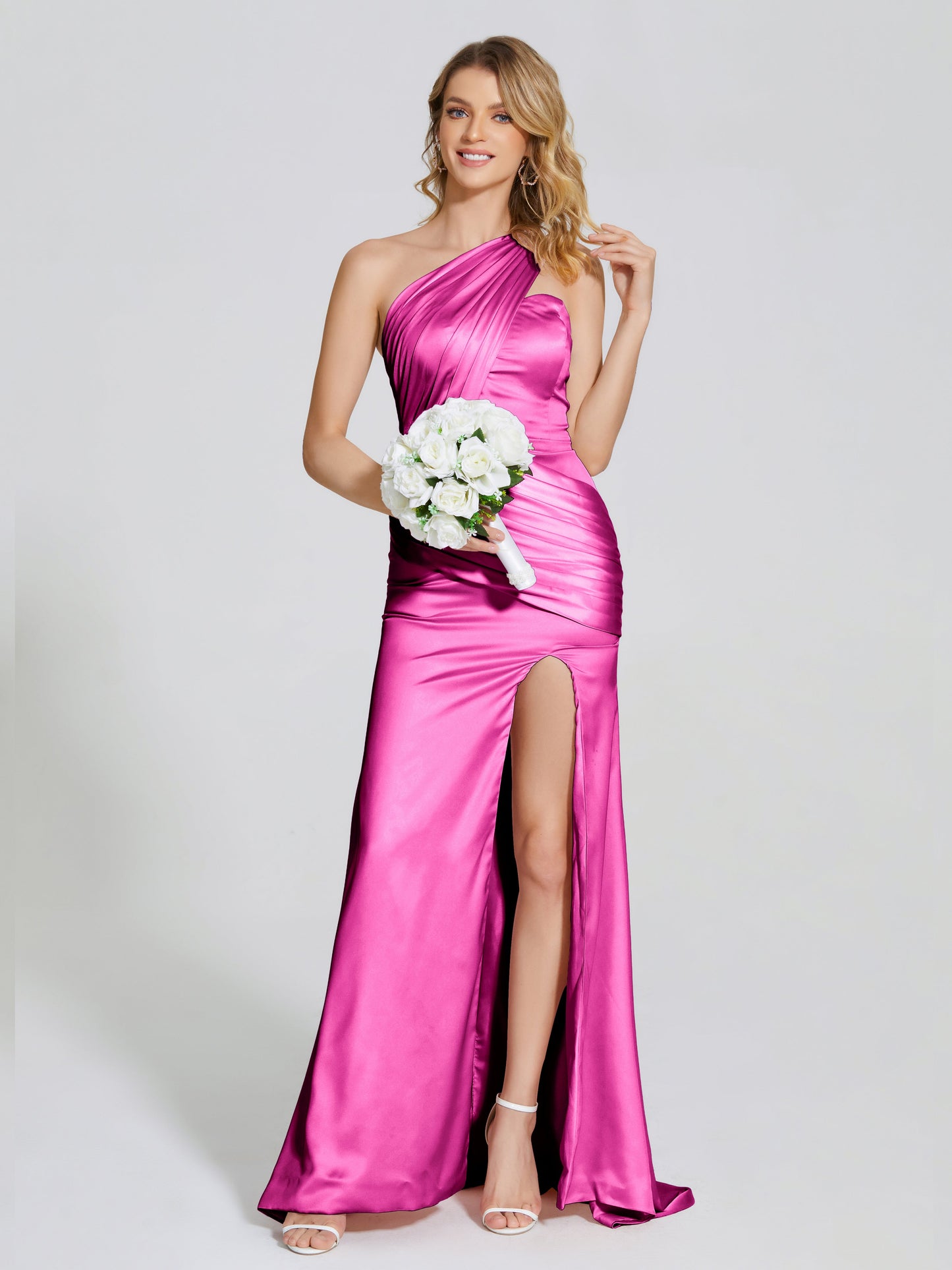 Jayla One-Shoulder Trumpet Soft Satin Bridesmaid Dress