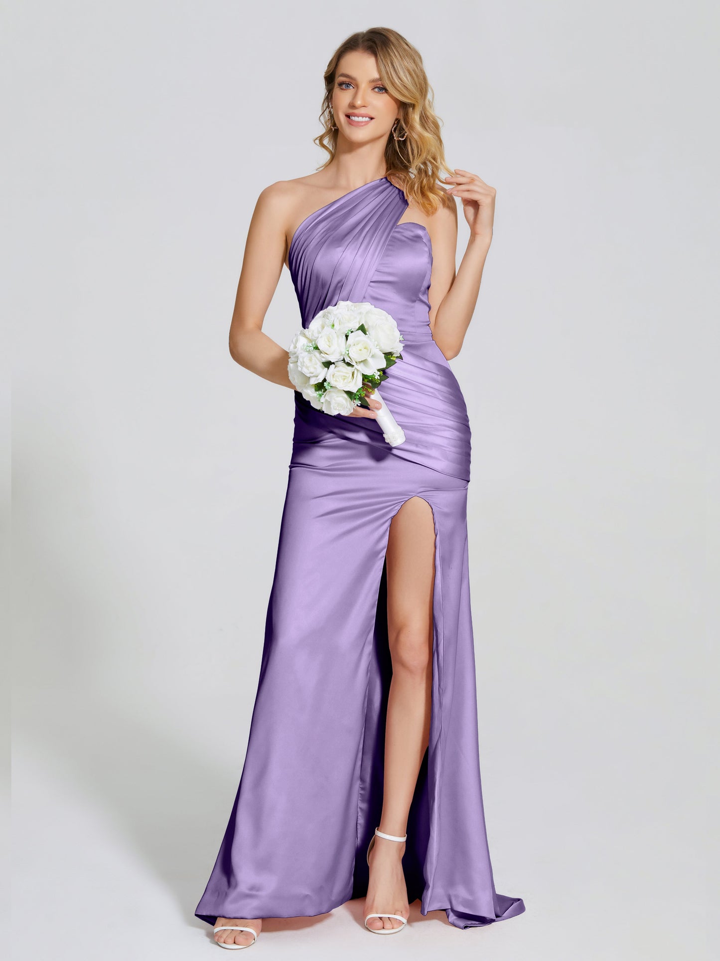 Jayla One-Shoulder Trumpet Soft Satin Bridesmaid Dress