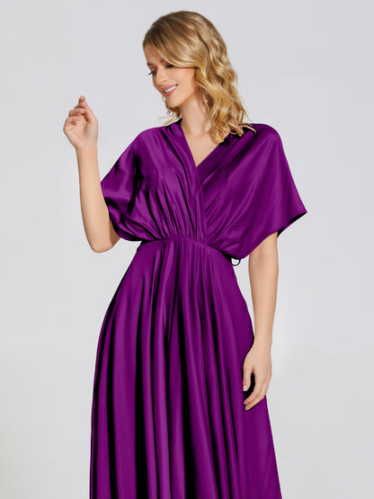 Georgia Open Back Soft Satin Bridesmaid Dress With Sleeves