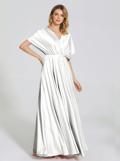 Georgia Open Back Soft Satin Bridesmaid Dress With Sleeves