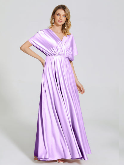 Georgia Open Back Soft Satin Bridesmaid Dress With Sleeves