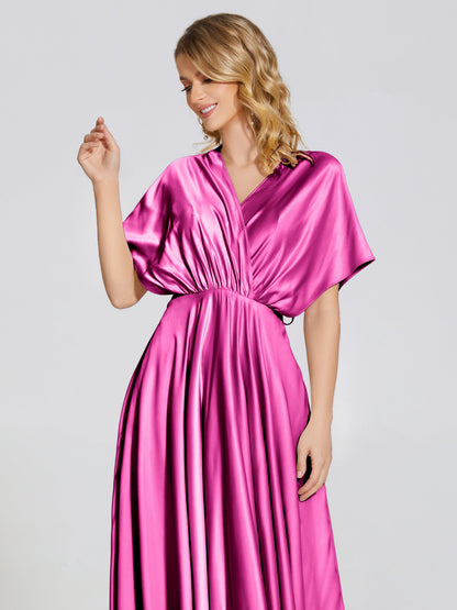 Georgia Open Back Soft Satin Bridesmaid Dress With Sleeves