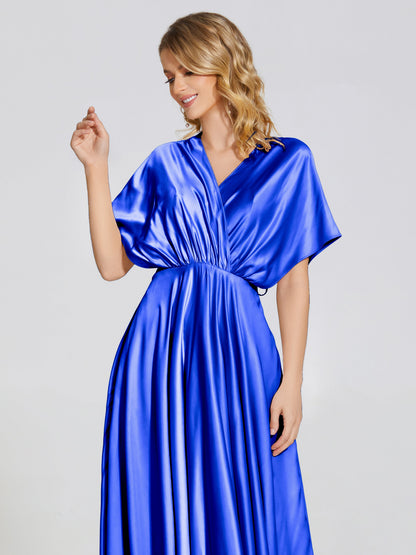 Georgia Open Back Soft Satin Bridesmaid Dress With Sleeves