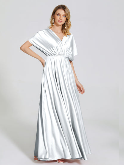 Georgia Open Back Soft Satin Bridesmaid Dress With Sleeves