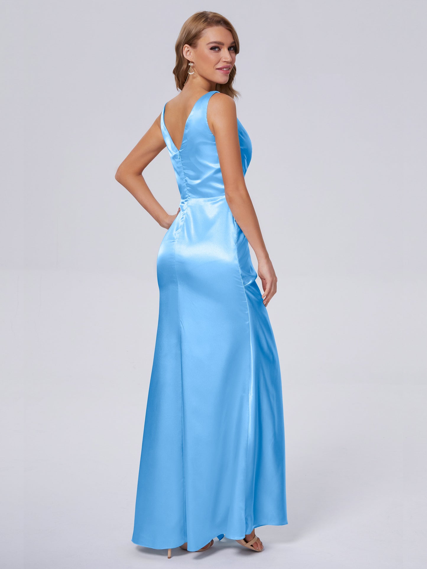 Parker Straps Soft Satin Long Bridesmaid Dresses