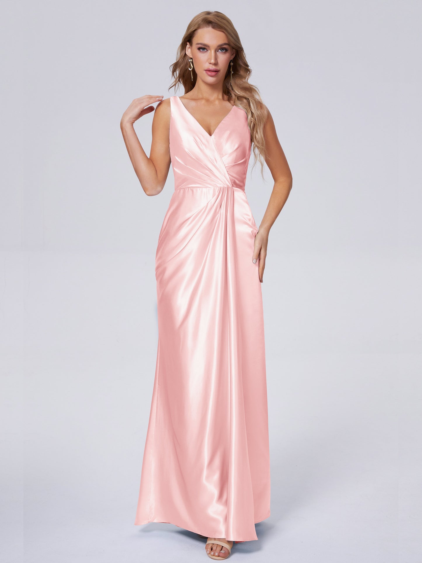 Parker Straps Soft Satin Long Bridesmaid Dresses