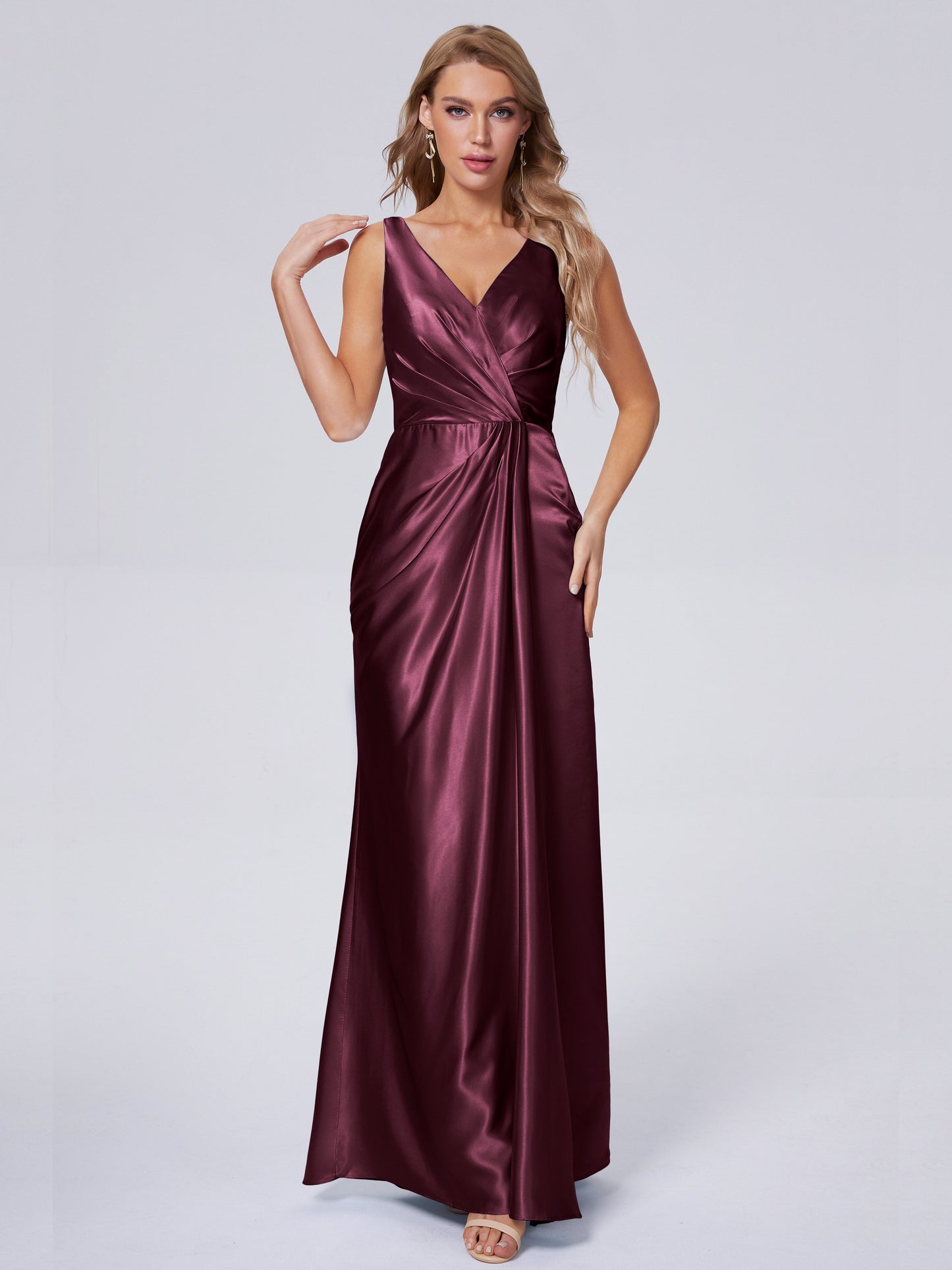 Parker Straps Soft Satin Long Bridesmaid Dresses