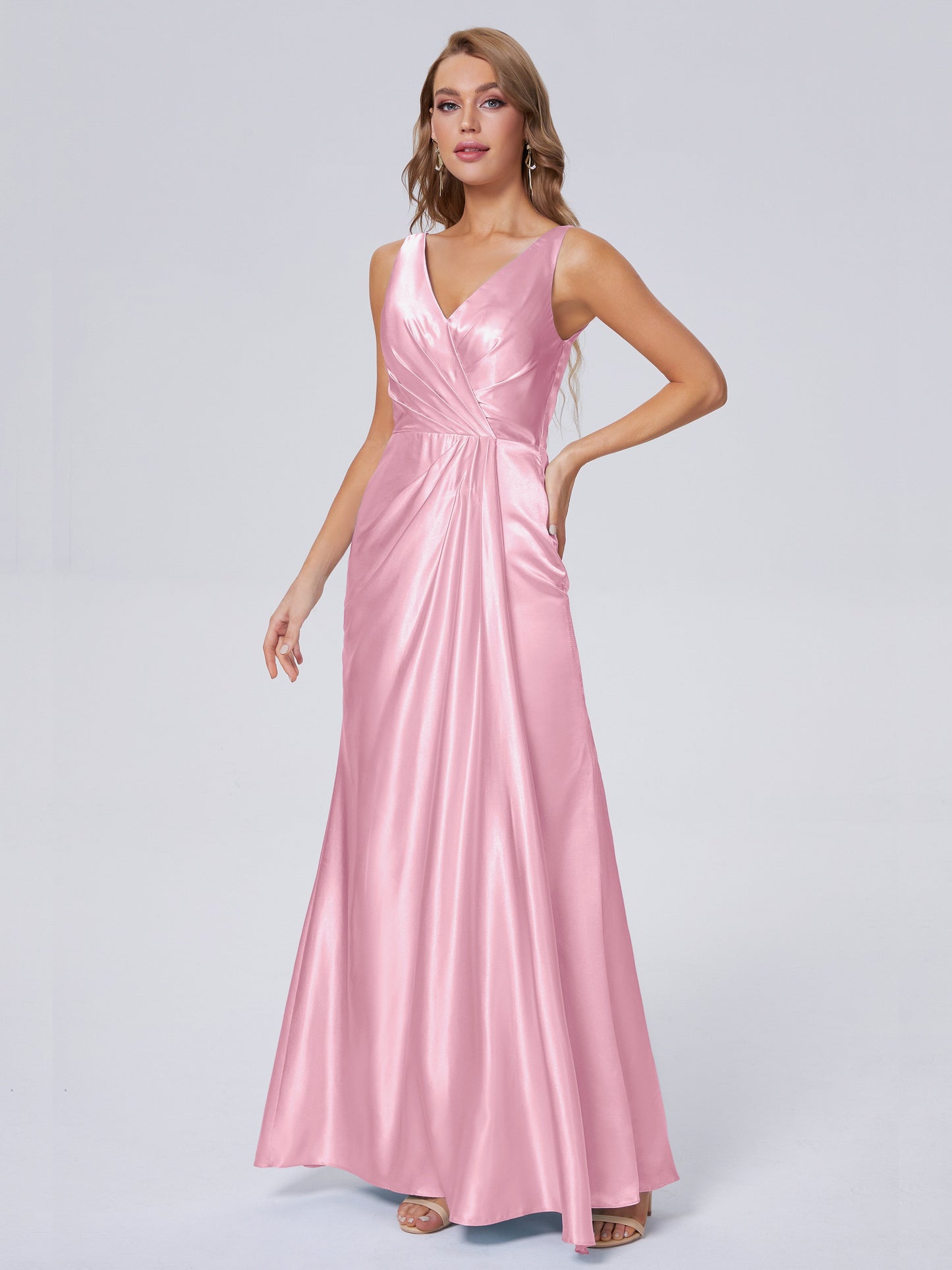 Parker Straps Soft Satin Long Bridesmaid Dresses