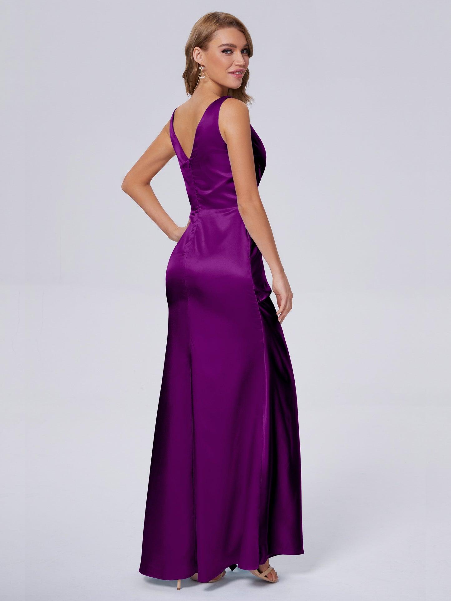 Parker Straps Soft Satin Long Bridesmaid Dresses