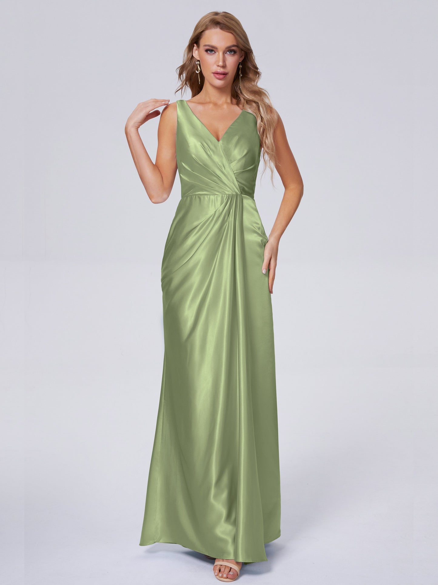 Parker Straps Soft Satin Long Bridesmaid Dresses