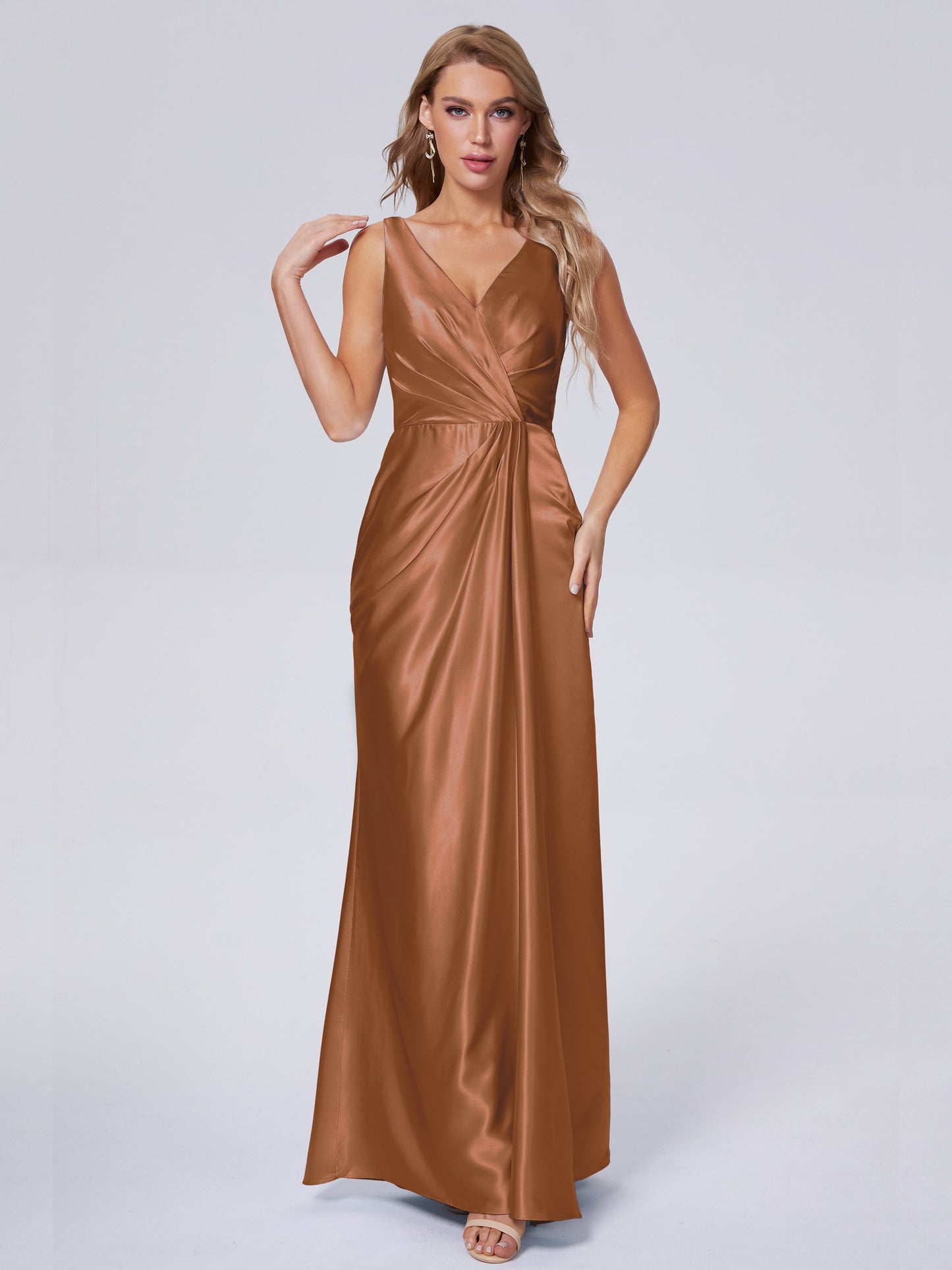 Parker Straps Soft Satin Long Bridesmaid Dresses
