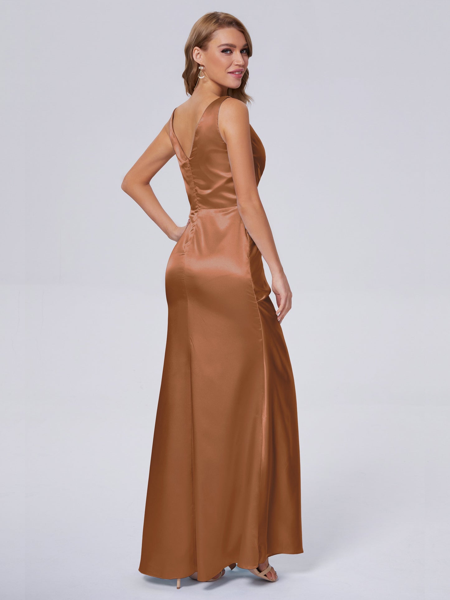Parker Straps Soft Satin Long Bridesmaid Dresses