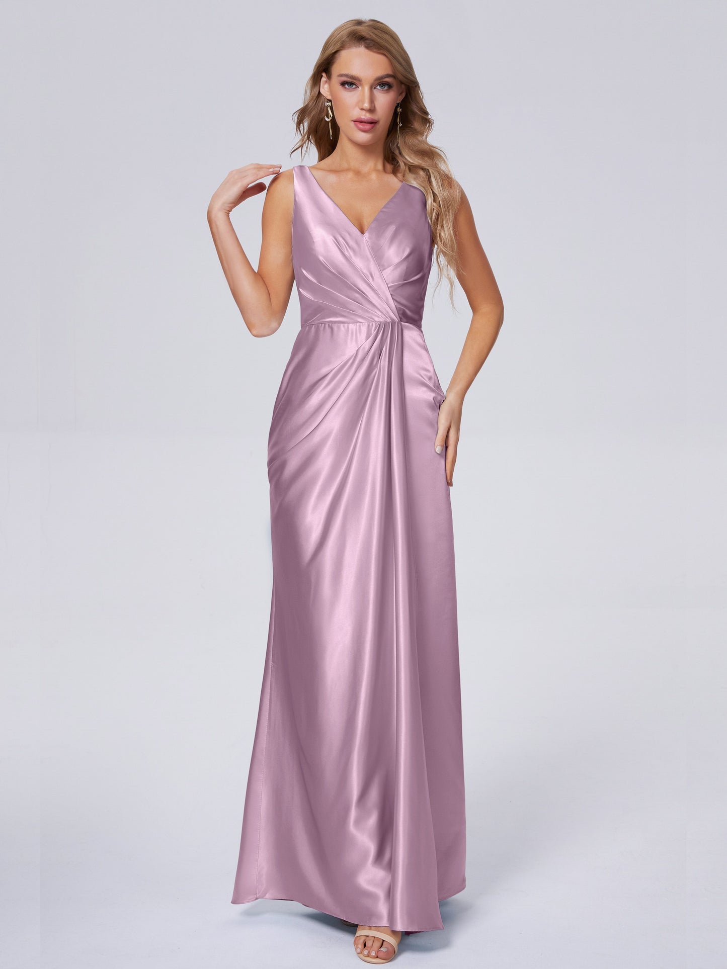 Parker Straps Soft Satin Long Bridesmaid Dresses