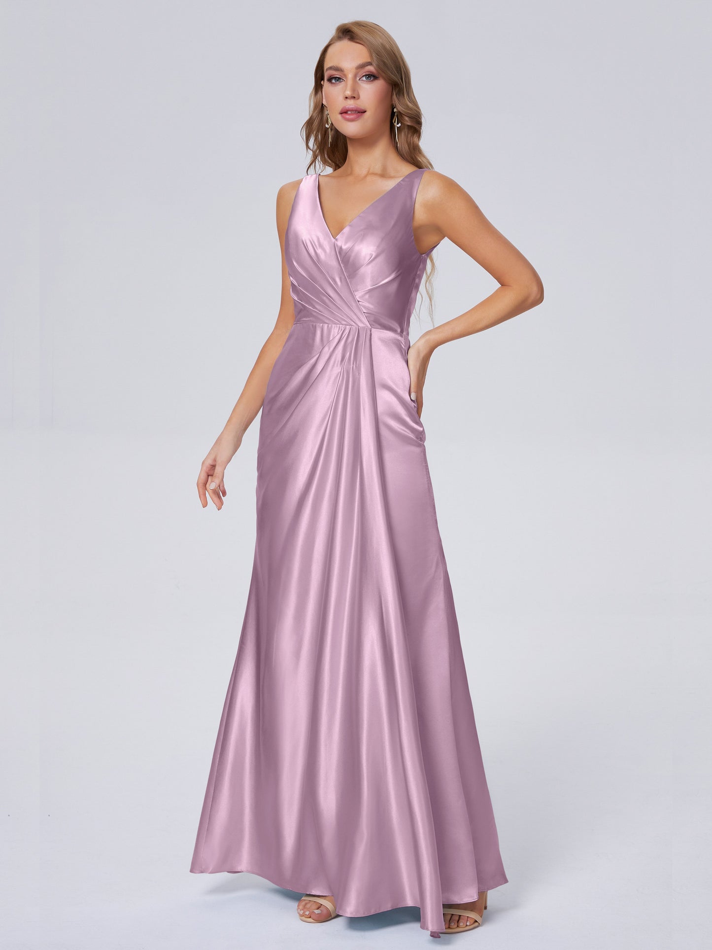Parker Straps Soft Satin Long Bridesmaid Dresses