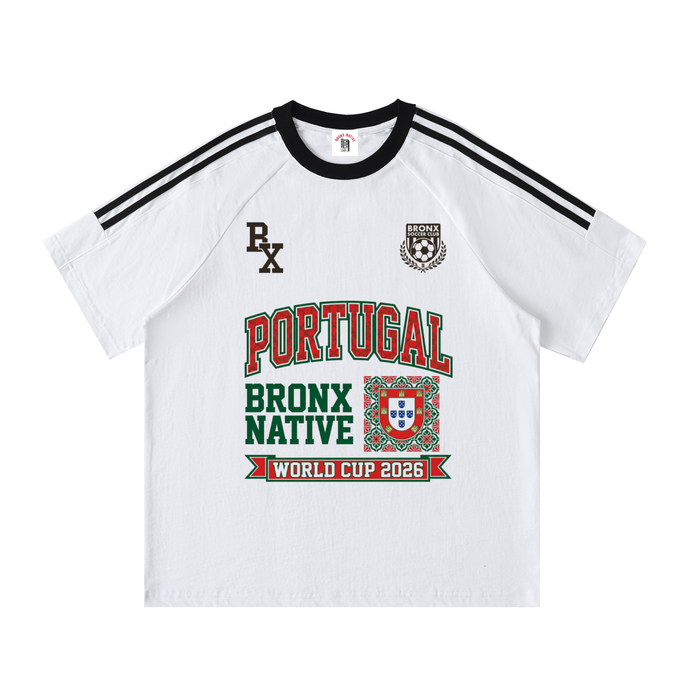 Portugal x Bronx Native Soccer Contrast Tape Crewneck Cotton T-Shirt product image 1 of 4 by Bronx Native