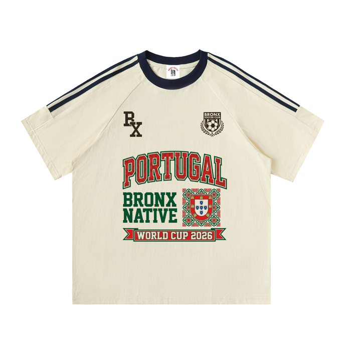 Portugal x Bronx Native Soccer Contrast Tape Crewneck Cotton T-Shirt product image 3 of 4 by Bronx Native