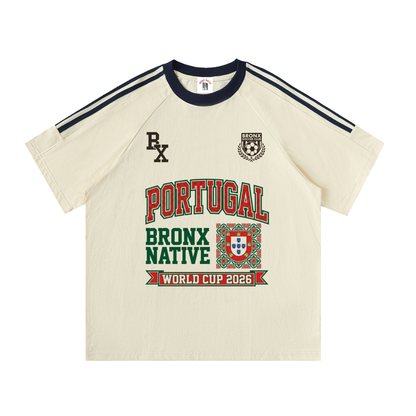Portugal x Bronx Native Soccer Contrast Tape Crewneck Cotton T-Shirt product image 3 of 4 by Bronx Native