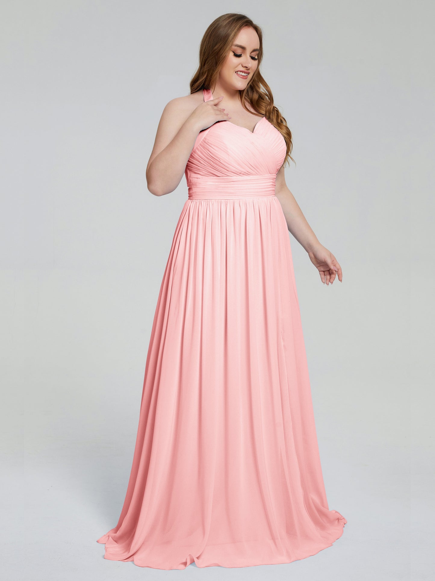Presley Halter Split Plus Size Long Bridesmaid Dresses