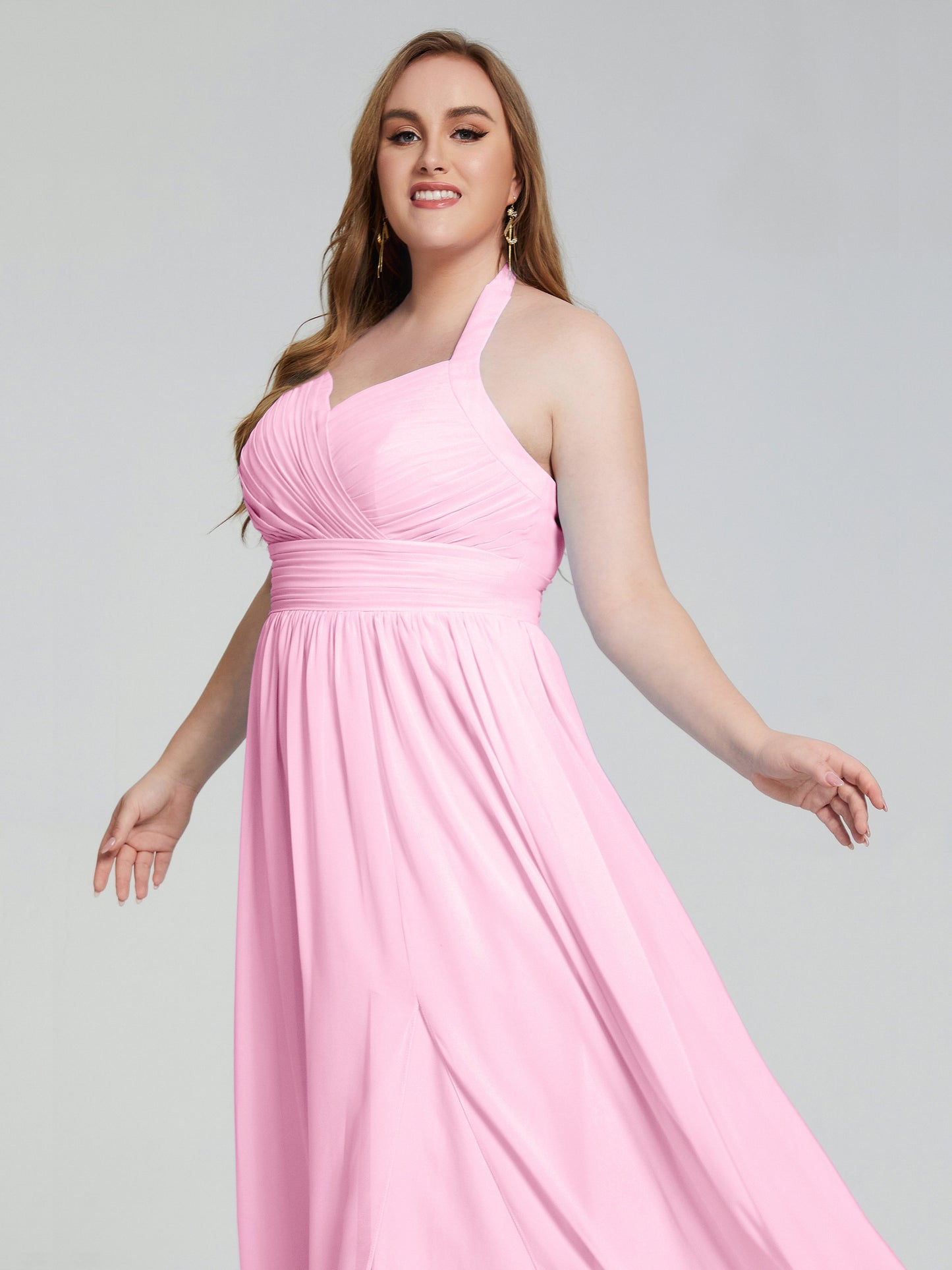Presley Halter Split Plus Size Long Bridesmaid Dresses