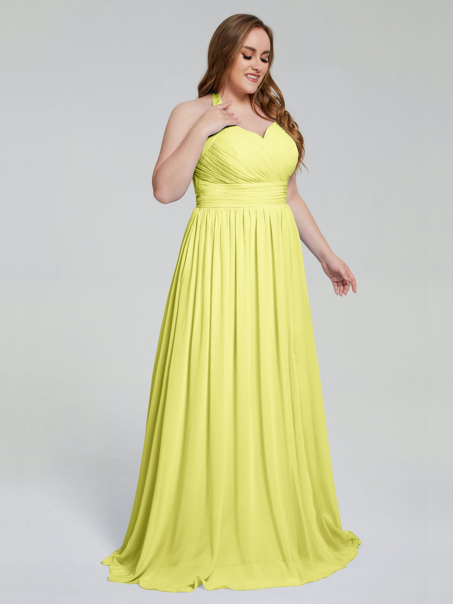 Presley Halter Split Plus Size Long Bridesmaid Dresses