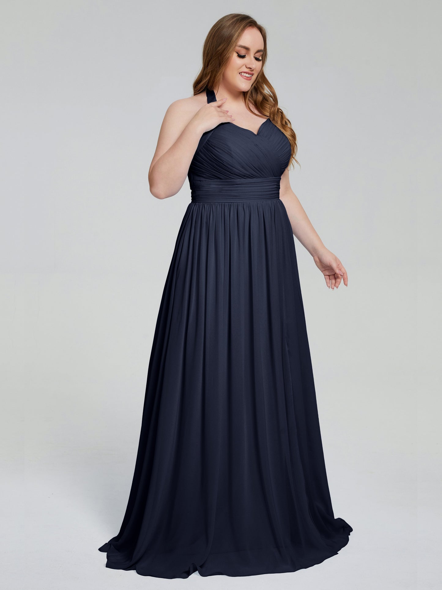 Presley Halter Split Plus Size Long Bridesmaid Dresses