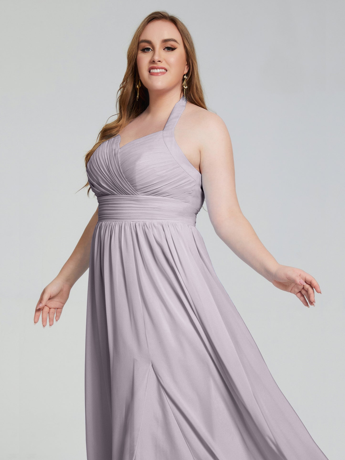 Presley Halter Split Plus Size Long Bridesmaid Dresses