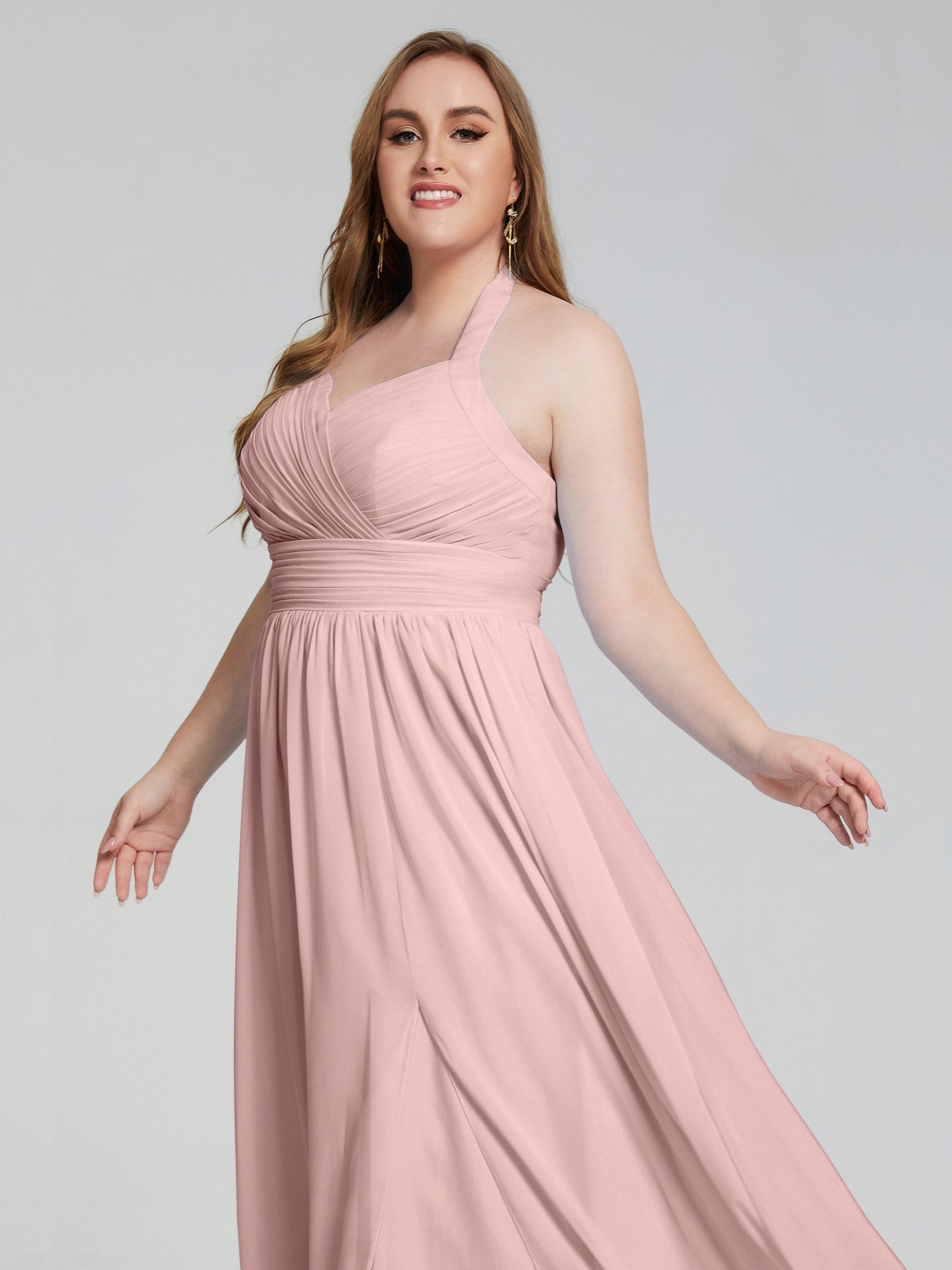 Presley Halter Split Plus Size Long Bridesmaid Dresses