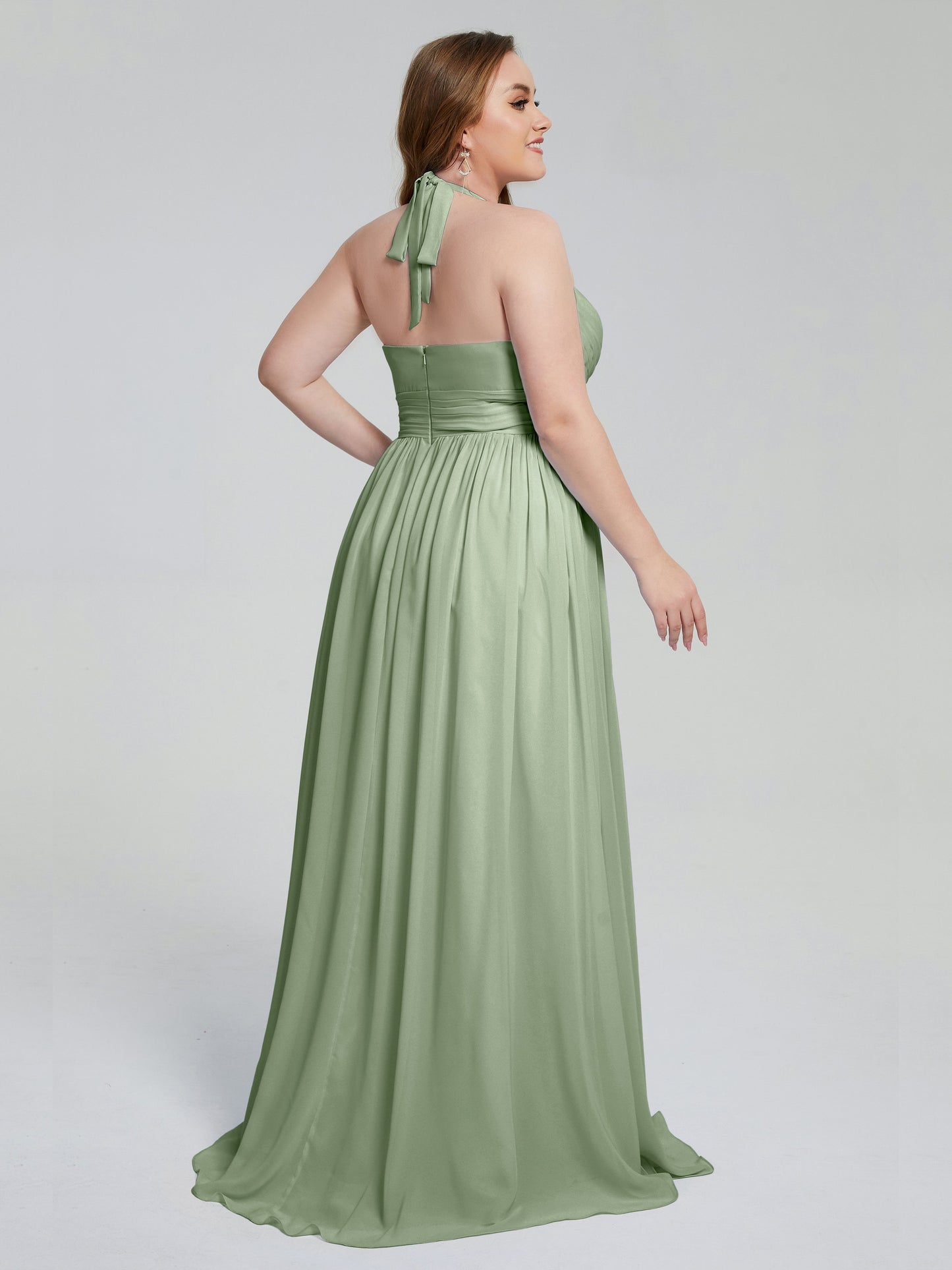 Presley Halter Split Plus Size Long Bridesmaid Dresses