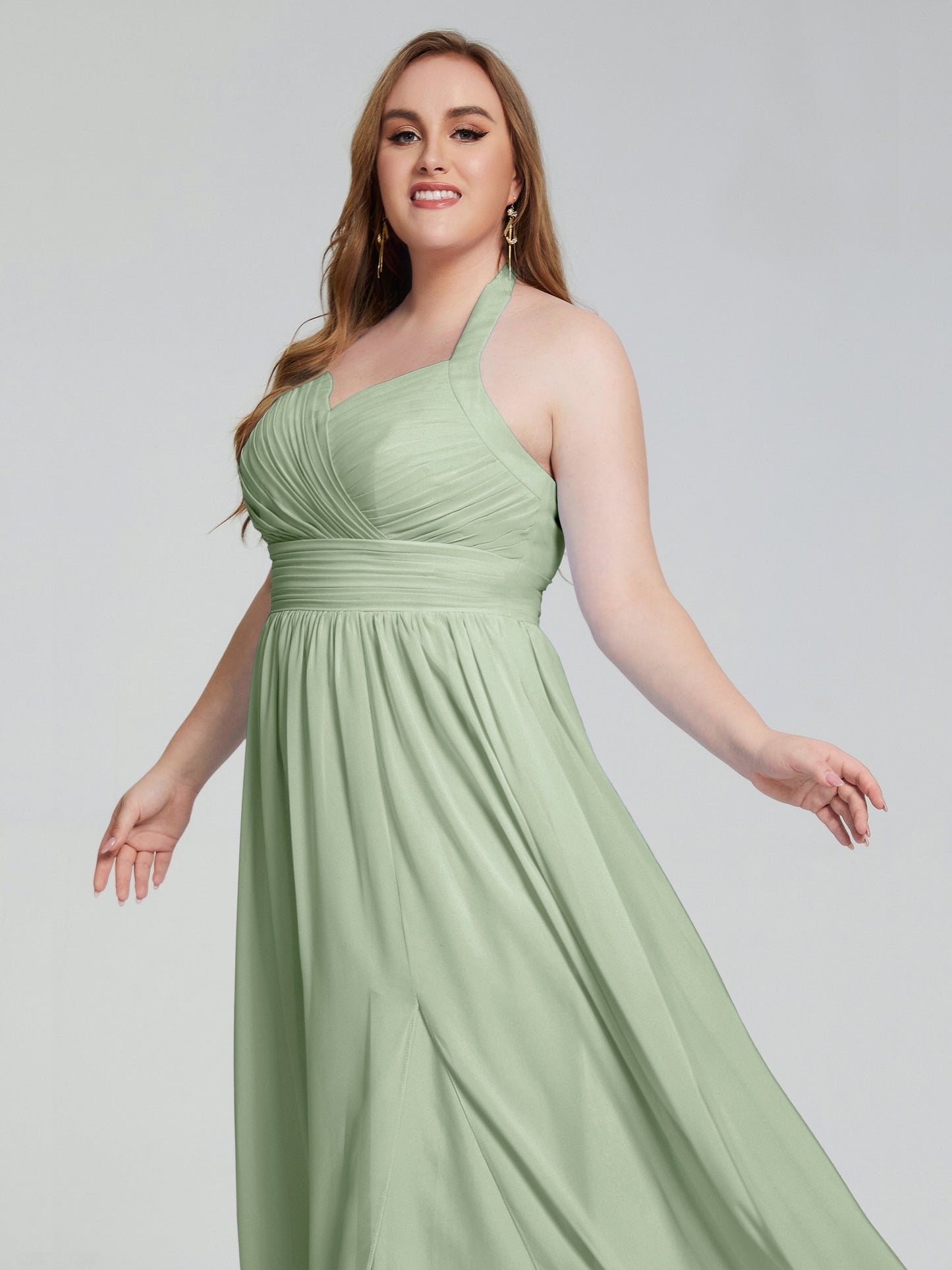 Presley Halter Split Plus Size Long Bridesmaid Dresses