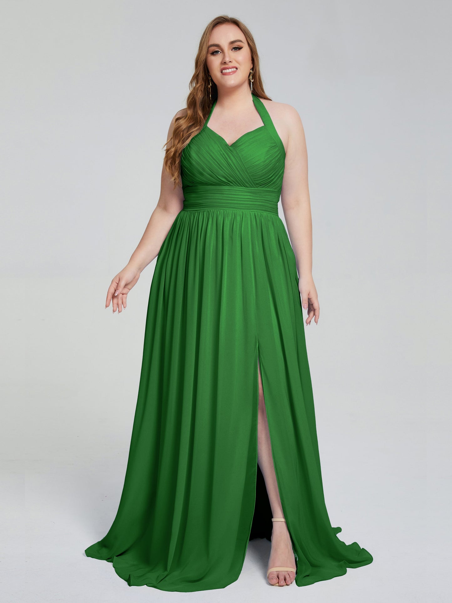 Presley Halter Split Plus Size Long Bridesmaid Dresses