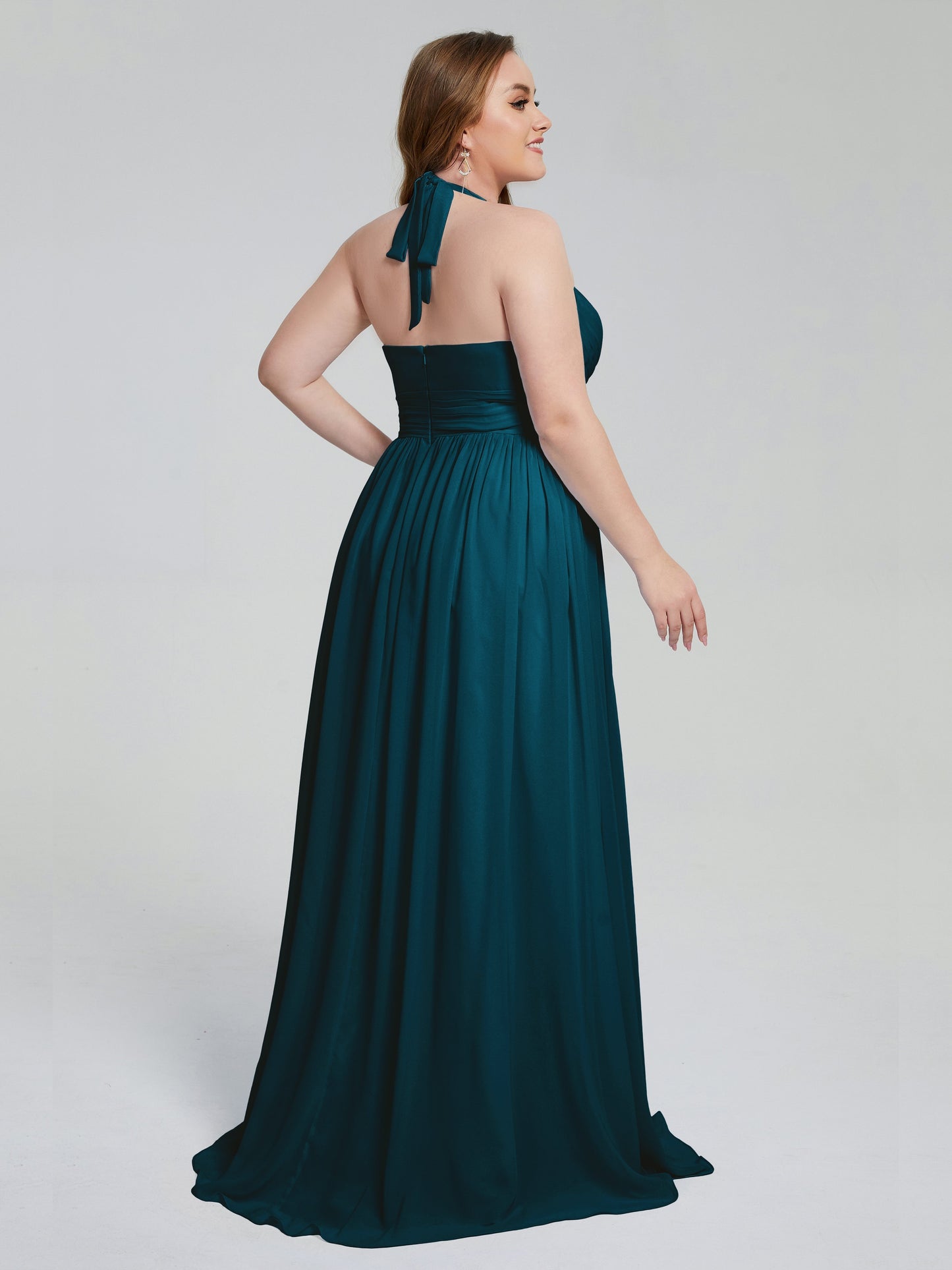 Presley Halter Split Plus Size Long Bridesmaid Dresses