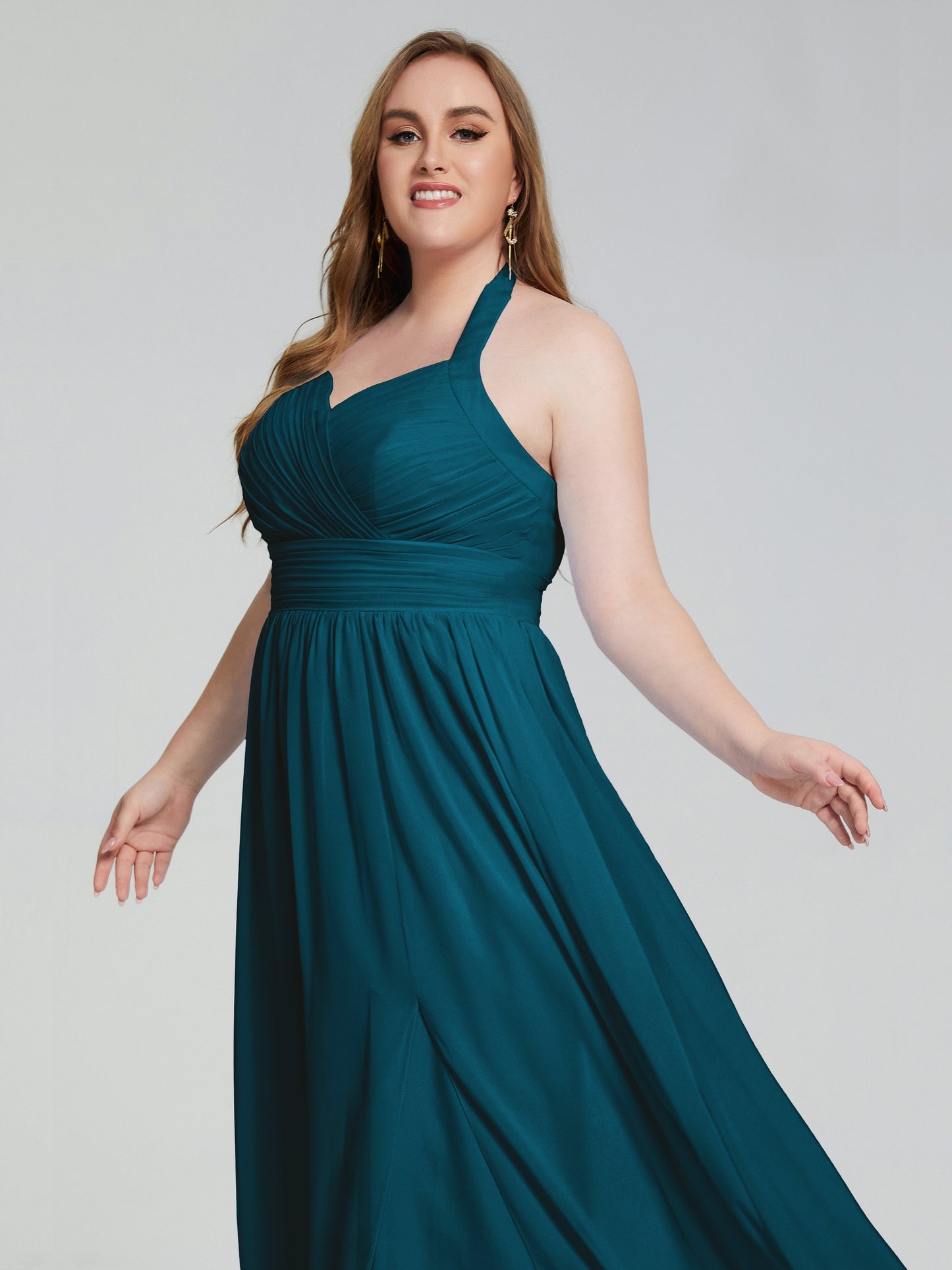 Presley Halter Split Plus Size Long Bridesmaid Dresses