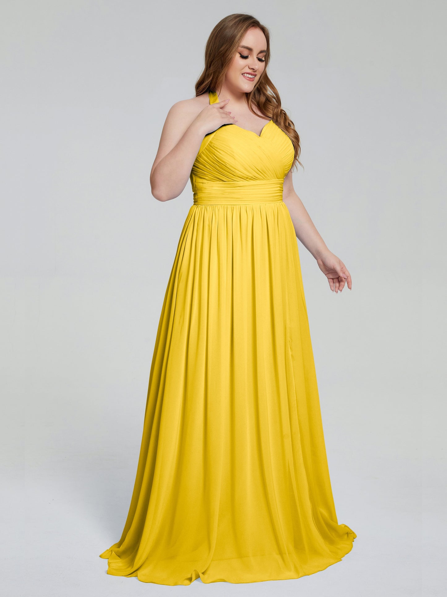 Presley Halter Split Plus Size Long Bridesmaid Dresses