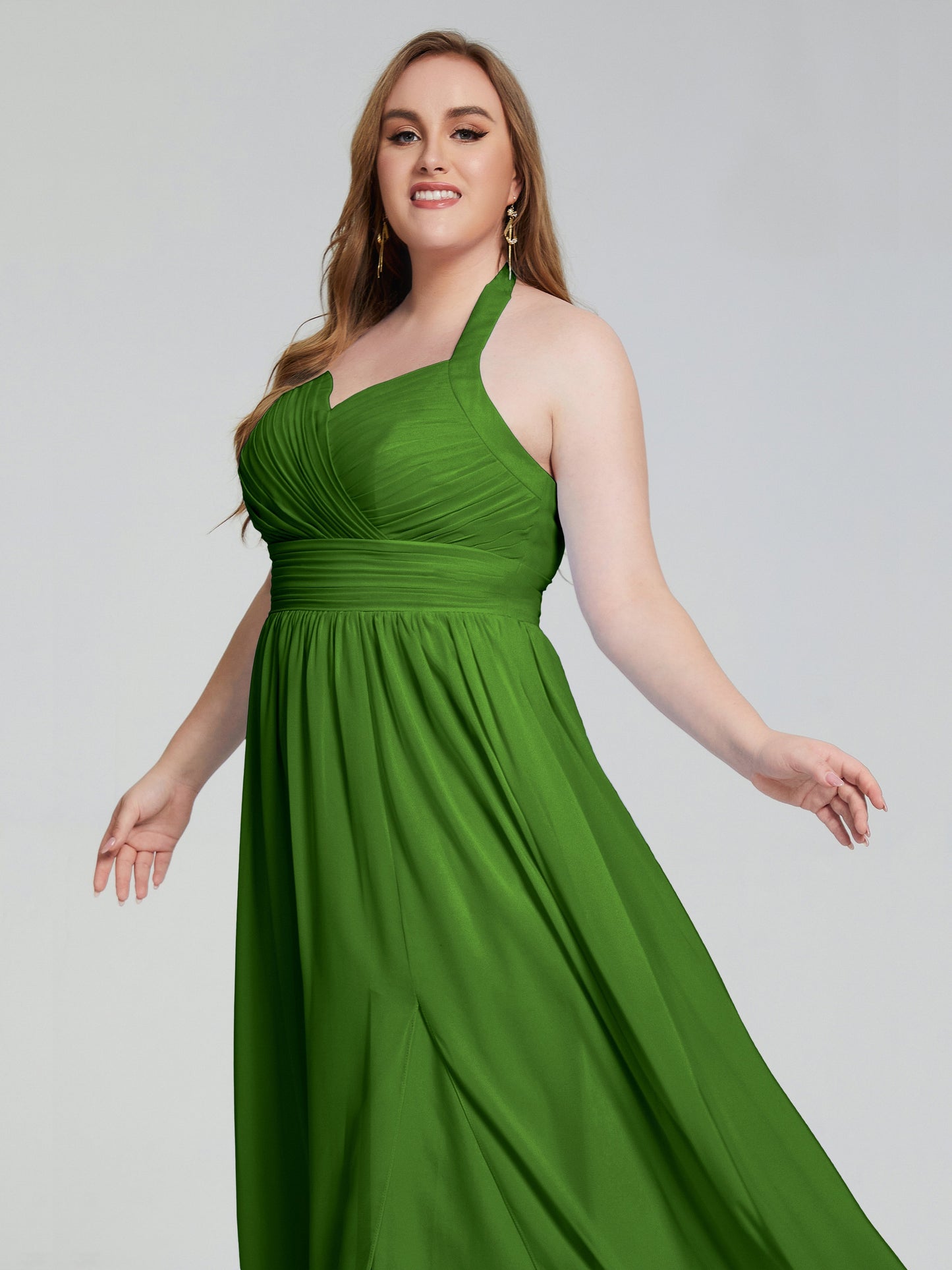 Presley Halter Split Plus Size Long Bridesmaid Dresses